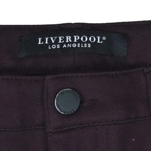 LIVERPOOL || Ponte Knit Pants Aubergene Dark Purple Stretch Size 6 Slim Ankle - Picture 5 of 9
